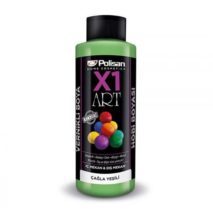 Polisan X1 Art Vernikli Hobi Boyası Çağla Yeşili 120 ml
