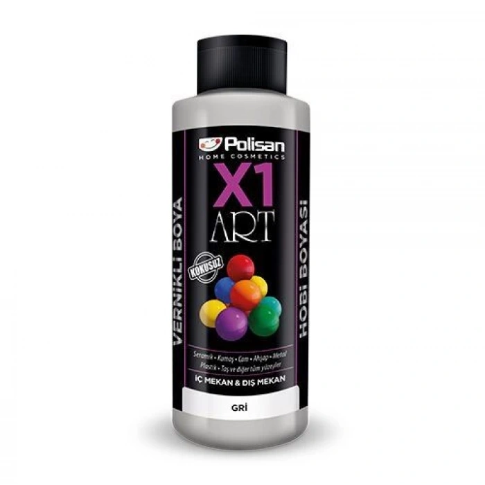 Polisan X1 Art Vernikli Hobi Boyası Gri 120 ml