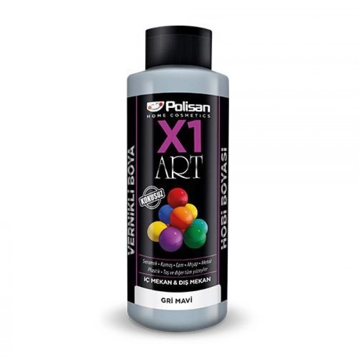 Polisan X1 Art Vernikli Hobi Boyası Gri Mavi 120 ml