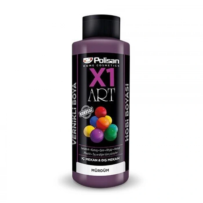 Polisan X1 Art Vernikli Hobi Boyası Mürdüm 120 ml