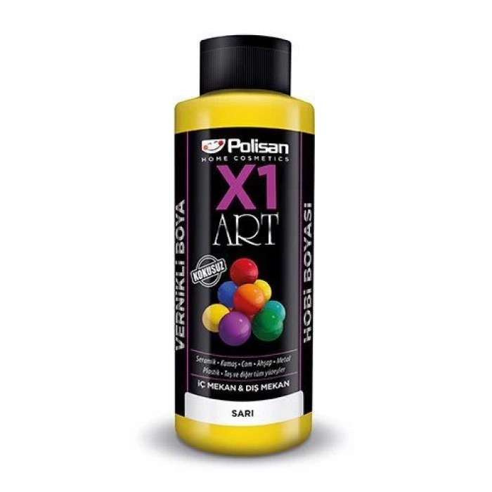 Polisan X1 Art Vernikli Hobi Boyası Sarı 120 ml