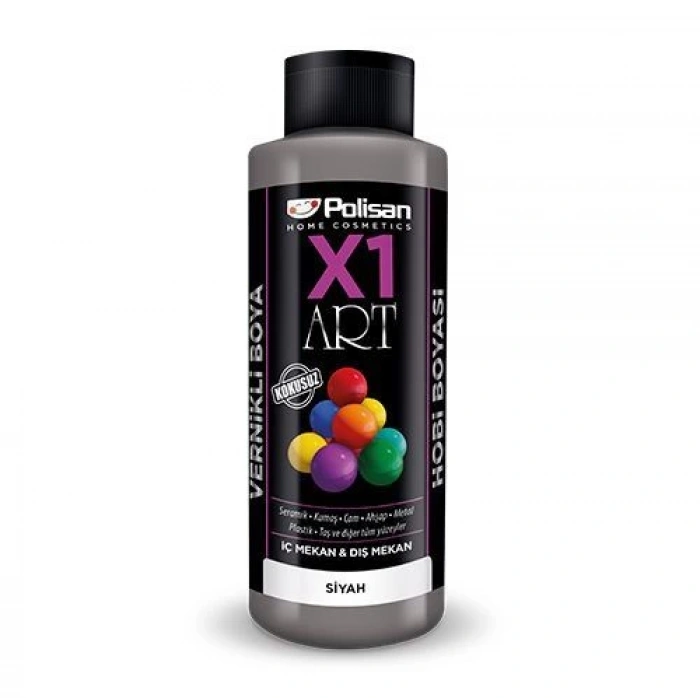 Polisan X1 Art Vernikli Hobi Boyası Siyah 120 ml