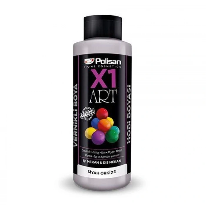 Polisan X1 Art Vernikli Hobi Boyası Siyah Orkide 120 ml
