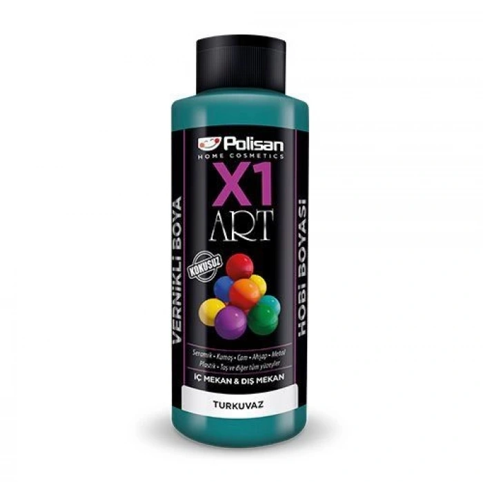 Polisan X1 Art Vernikli Hobi Boyası Turkuaz 120 ml