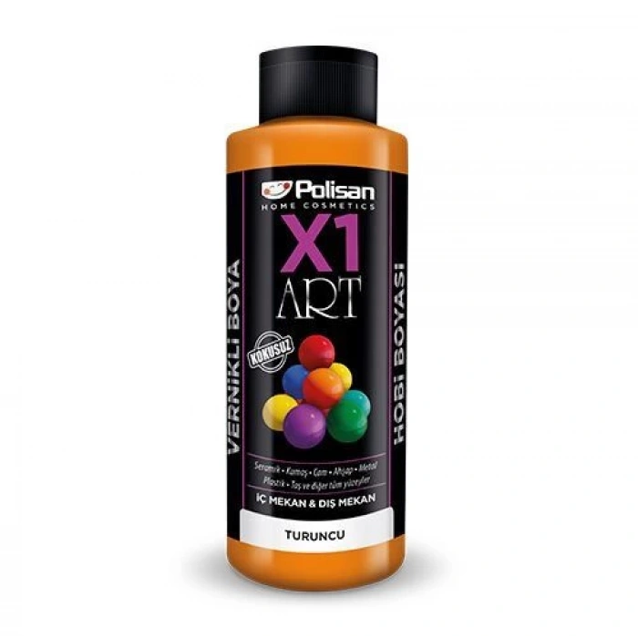 Polisan X1 Art Vernikli Hobi Boyası Turuncu 120 ml
