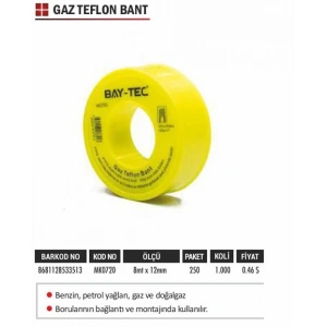 Gaz Teflon Bant8 Mt*12Mm Mk0720