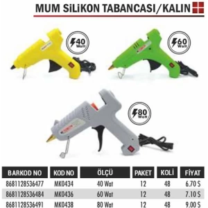 Mum Silikon Tabanca/Kalın 80 W Mk0438