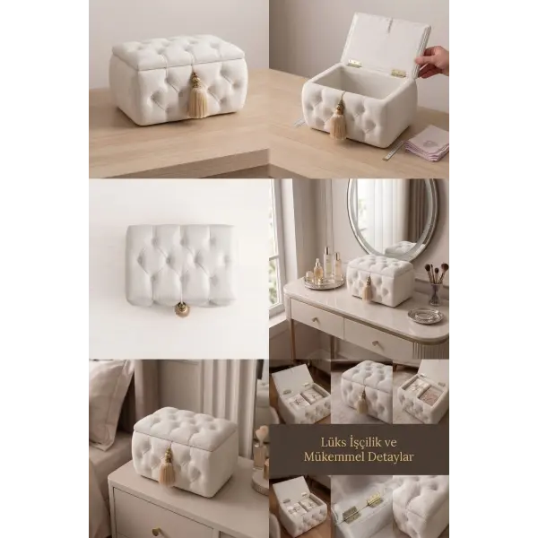 VEMORA CHEST Gelin ve Damat Sandığı-Bohçası/Makyaj Masası Pufu