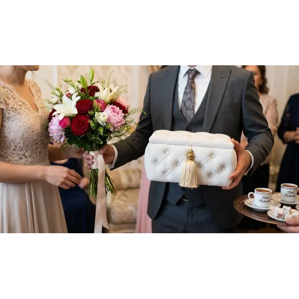 VEMORA CHEST Gelin ve Damat Sandığı-Bohçası/Makyaj Masası Pufu
