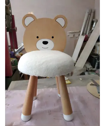 Teddy-Plush Figürlü Masif Çocuk Sandalyesi