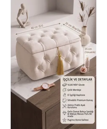 VEMORA CHEST Gelin ve Damat Sandığı-Bohçası/Makyaj Masası Pufu