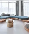 Zen-Curve Masif Ahşap Kaideli Organik Kanepe
