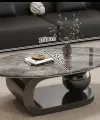 Siyah Mermer Dokulu Akışkan Orta Sehpa
