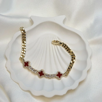 Zirkon Taşlı Mineli Yonca Model Kadın Bileklik