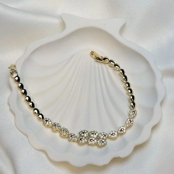 Zirkon Taşlı Sıralı Damla Model Gold Renk Kadın Bileklik