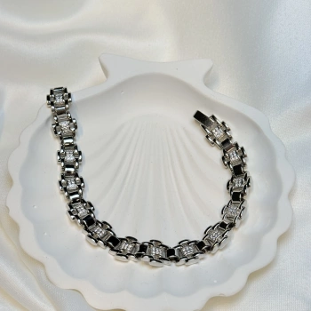 Gümüş Renk Taşlı Kordon Model XP Kadın Bileklik