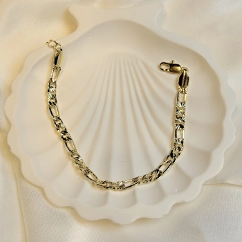 Gold Rengi Figaro Model Kadın Bileklik