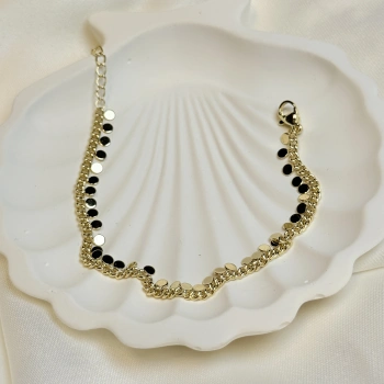 Gold Rengi Pullu Gurmet Zincir Kadın Bileklik