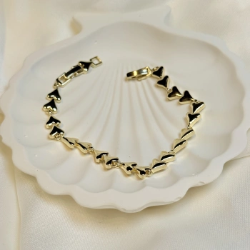 Gold Rengi Sıralı Kalp Model Kadın Bileklik