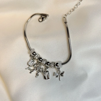 Gümüş Rengi PNDR Model Charm Bilekik