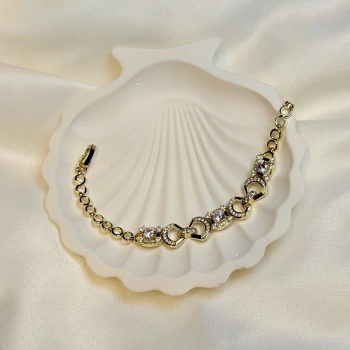 Gold Rengi Baget Zirkon Taşlı XP Kadın Bileklik