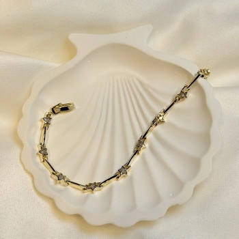 Gold Rengi Yıldız Desenli CM Kadın Bileklik