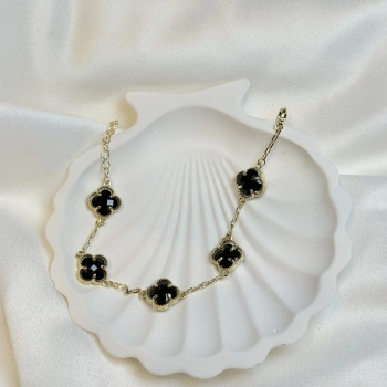 Gold Rengi Yonca Model Kadın Bileklik