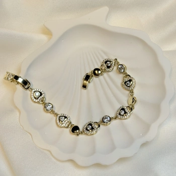 Gold Rengi Kalp Model Zirkon Taşlı XP Kadın Bileklik