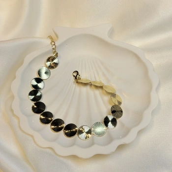 Gold Rengi Geniş Pul Model CM Kadın Bileklik