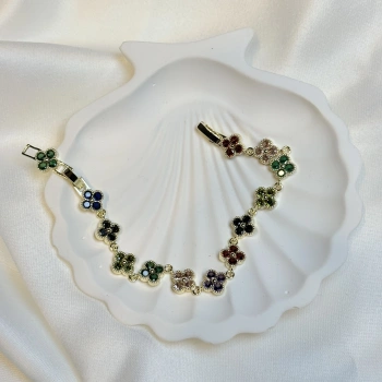 Sıralı Yonca Model Zirkon Taşlı Kadın Bileklik