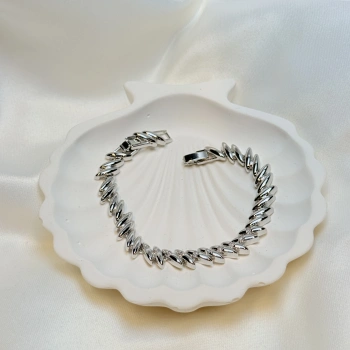 Gümüş Rengi Damla Model Zirkon Taşlı XP Kadın Bileklik