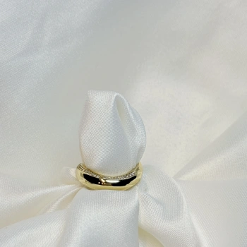 Gold Rengi Zigzag Model Zirkon Taşlı XP Kadın Yüzük