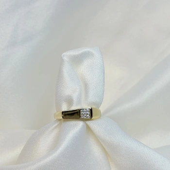 Gold Rengi Düz Yüzey Zirkon Taşlı XP Kadın Yüzük