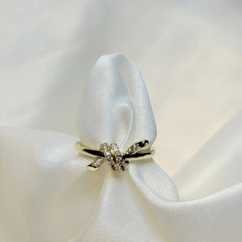 Gold Rengi Gemici Düğüm Zirkon Taşlı XP Kadın Yüzük