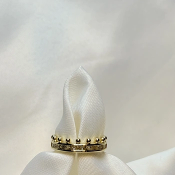 Gold Rengi Taç Model Baget Zirkon Taşlı XP Kadın Yüzük