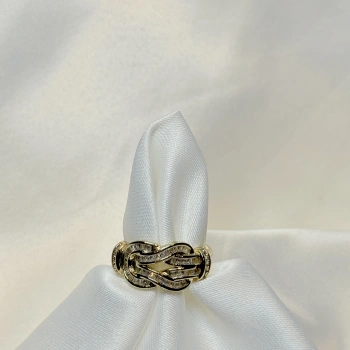 Gold Rengi Düğüm Model Zirkon Taşlı XP Kadın Yüzük