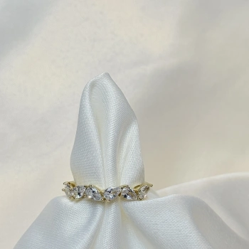 Gold Rengi Damla Model Zirkon Taşlı XP Kadın Yüzük