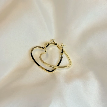 Gold Rengi Kalp Desenli Kadın Halka Küpe