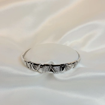 Gümüş Rengi Pırlanta İşçilikli Kadın Kelepçe