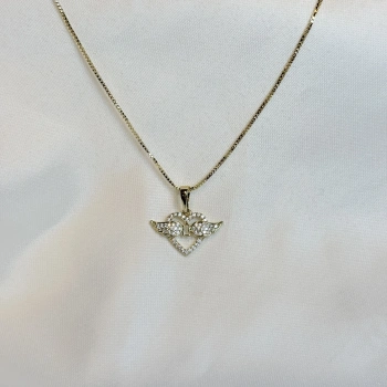 Gold Rengi Melek Kanatlı Kalp Figürlü XP Kadın Kolye