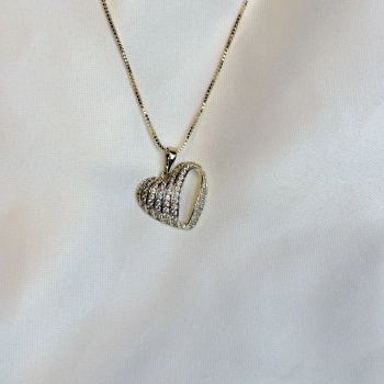 Gold Rengi Taşlı Kalp Model XP Kadın Kolye