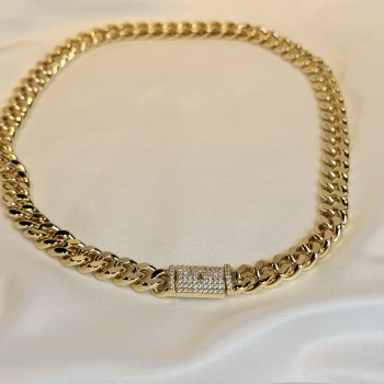 Gold Rengi Taşlı Kilit Model Gurmet Kadın Zincir