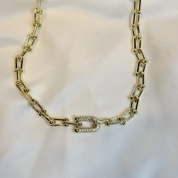 Gold Rengi TFNY Marka Model Zirkon Taşlı VIP Kadın Kolye