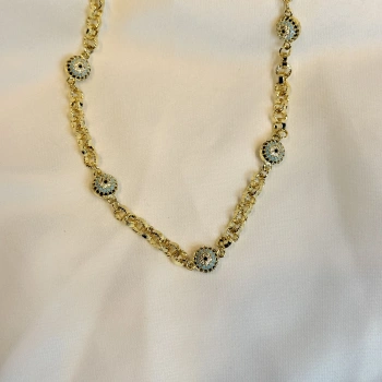 Gold Rengi Beş Göz Detaylı VIP Kadın Kolye