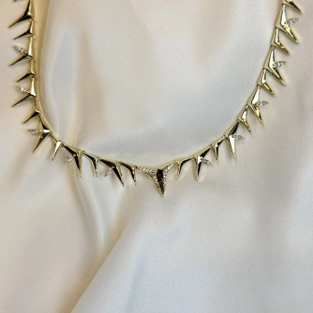 Gold Rengi Zirkon Taşlı Kılçık Model VIP Kadın Kolye