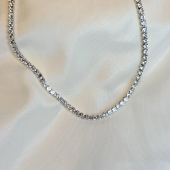 Zirkon Kare Taşlı Dönmeyen Su Yolu Kolye (6mm)