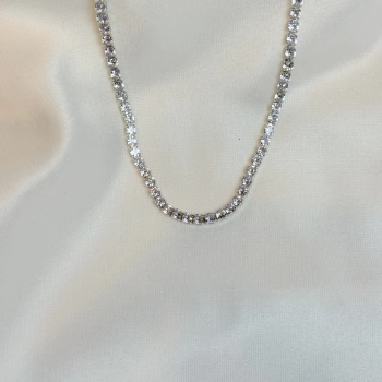 Zirkon Kare Taşlı Dönmeyen Su Yolu Kolye (4mm)