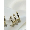 Gold Rengi 3lü Görünümlü Yıldız Sallantılı XP Kadın Küpe