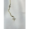 Gold Rengi Pul Model Baget Taş Ucu Yıldız Detaylı Su Yolu Kadın Y Kolye