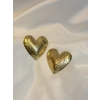 Gold Rengi Desenli Kalp Model Kadın Küpe